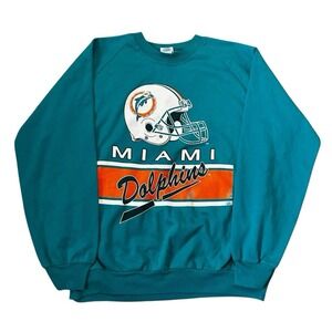 Vintage 90's Garan NFL Miami Dolphins Crewneck Sweatshirt Pullover Size XL
